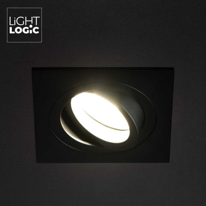 LightLogic LL EGER DTL-B 30564 indbygningsspot ring, kvadratisk, mat-sort, 1 stk.