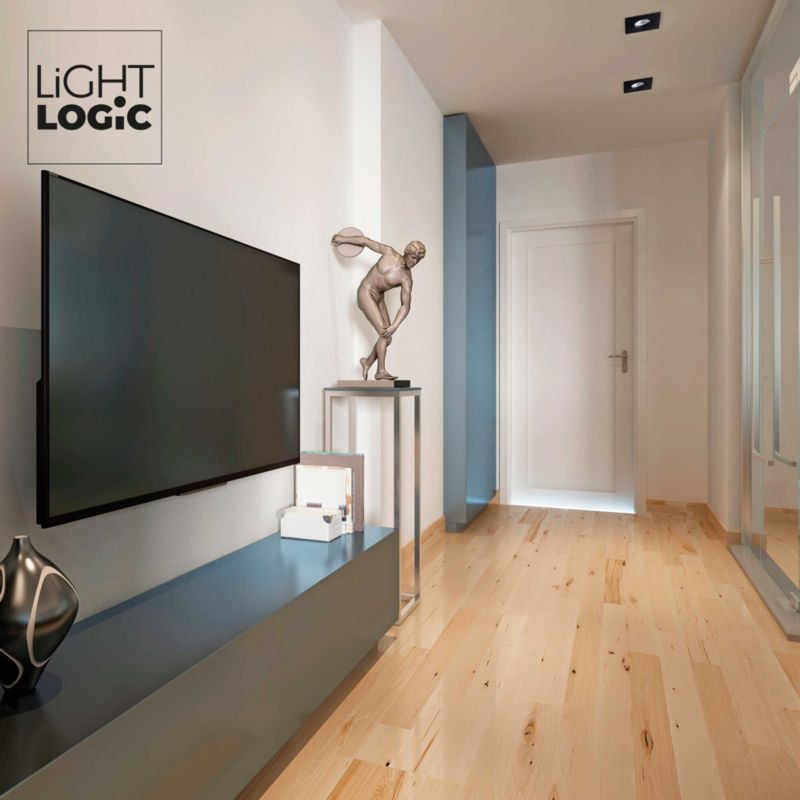 LightLogic LL EGER DTL-B 30564 indbygningsspot ring, kvadratisk, mat-sort, 1 stk.