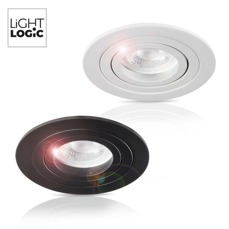 LightLogic LL EGER DTO-B 30566 rund sort indbygningsspot med justering, 1 stk.