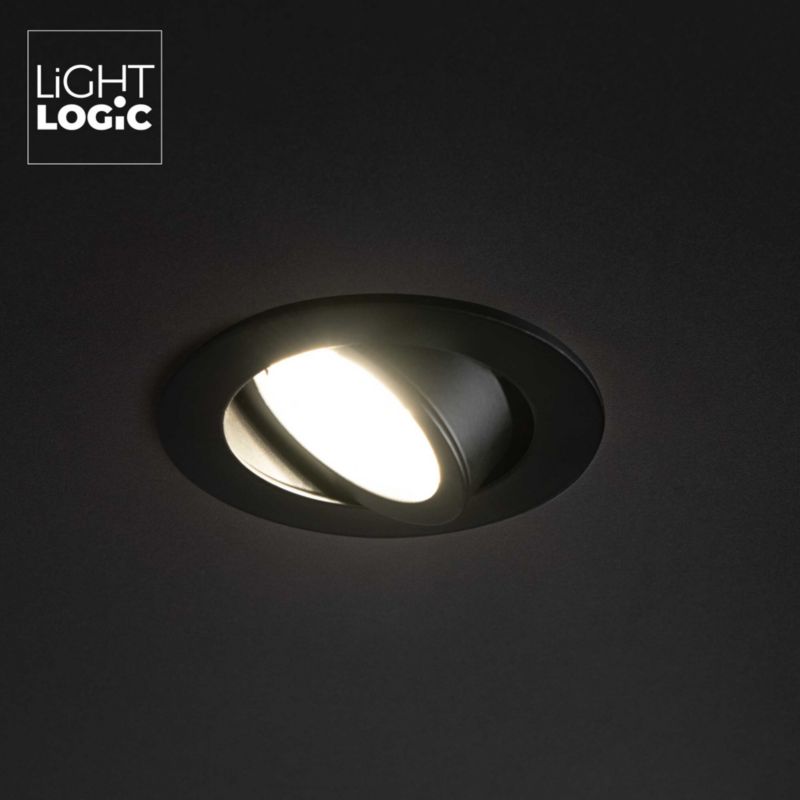 LightLogic LL EGER DTO-B 30566 rund sort indbygningsspot med justering, 1 stk.