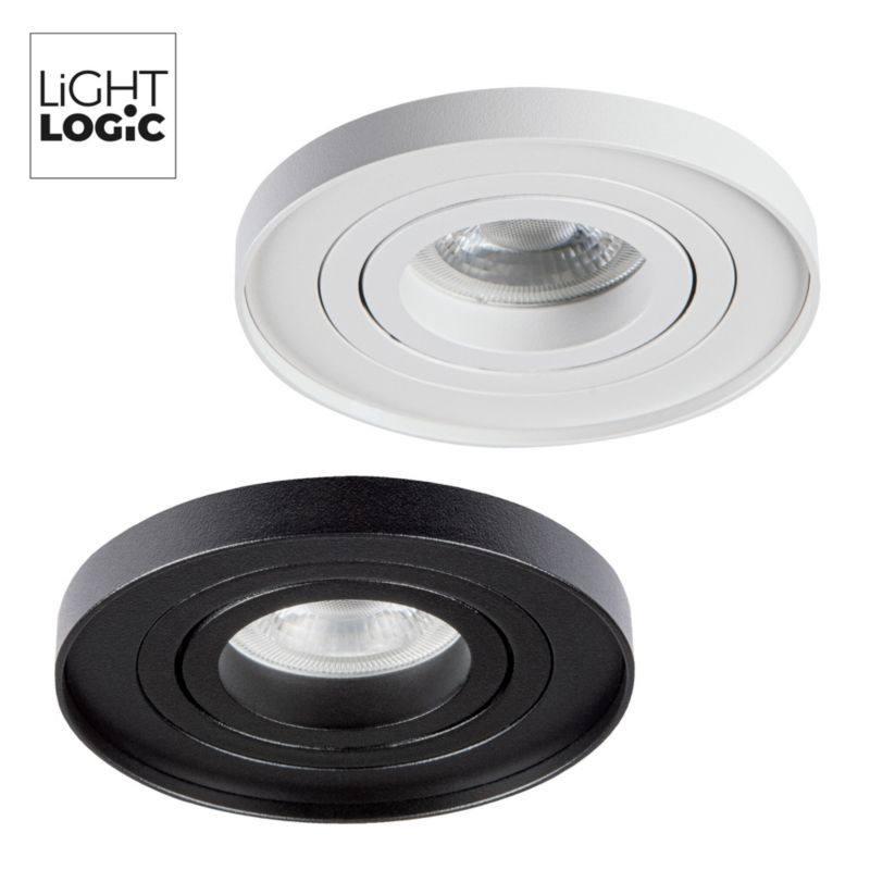 LightLogic MINI BORD SLIM DTO-W 31255 indbygningsspot med hvid ring, 1 stk.