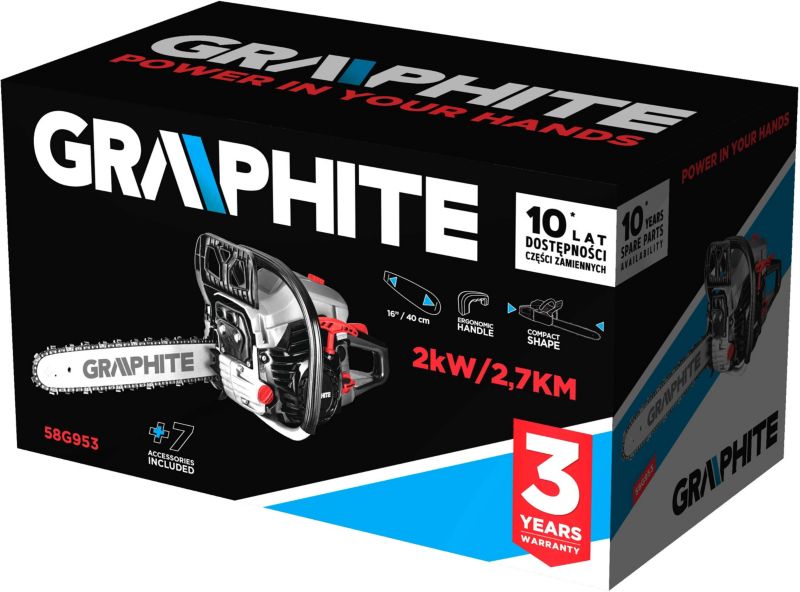 Graphite benzindrevet kædesav 2,7 kW med 16" sværd