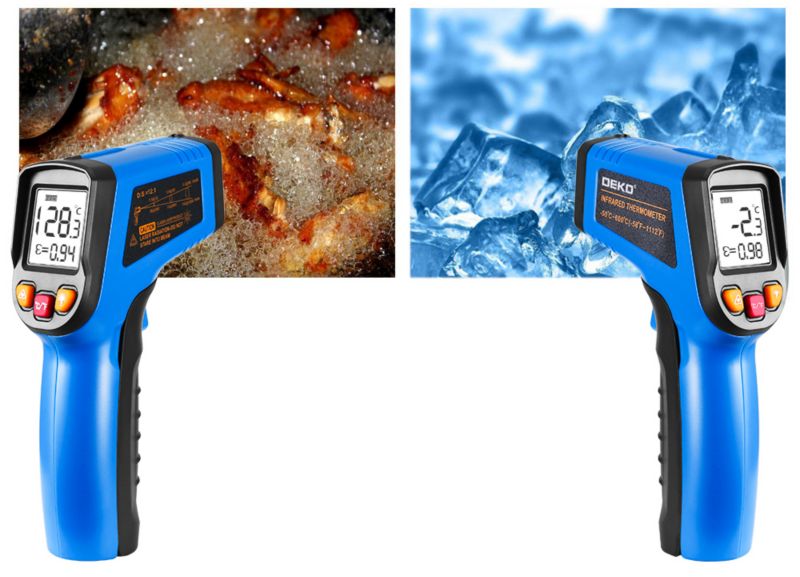 DEKO pirometer lasertermometer uden berøring 50-600 grader C, 1 stk.