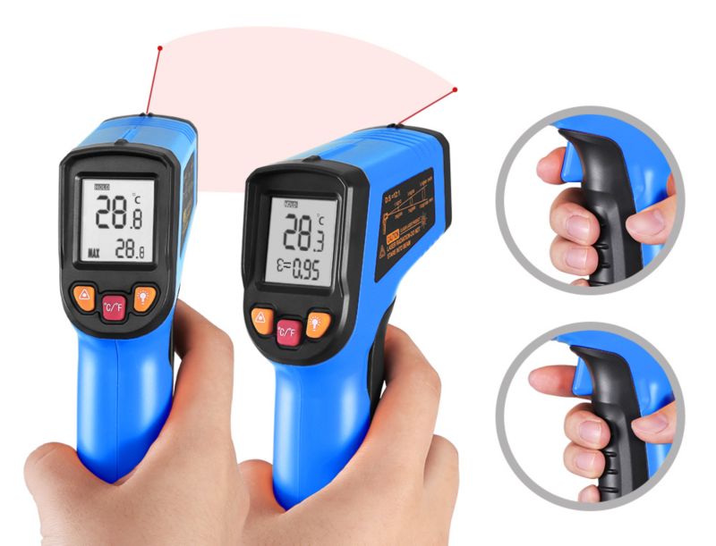 DEKO pirometer lasertermometer uden berøring 50-600 grader C, 1 stk.