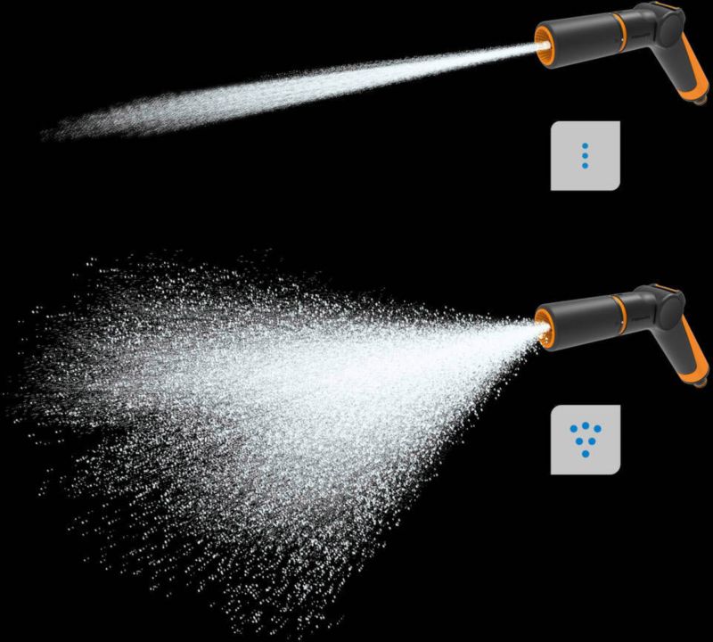 Fiskars Comfort sprøjtepistol i sort og orange
