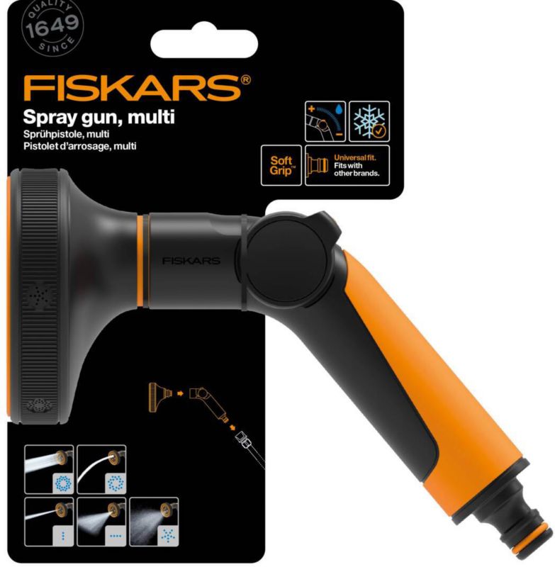 Fiskars Multi Comfort sprøjtepistol i sort og orange