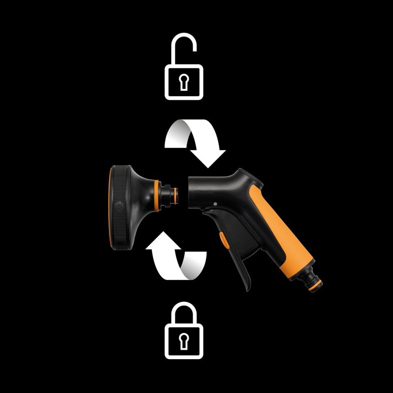 Fiskars Multi Comfort forreste aftrækker sprøjtepistol i sort-orange