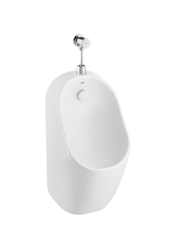 Pisuar Keramisk med Topudløb og Tidsstyret Armatur Hvid 68 x 30,5 x 35 cm
