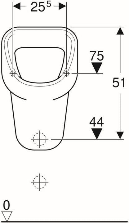 Væghængt Urinal 35x56,5 cm Hvid Keramik Topmonteret Vandtilførsel