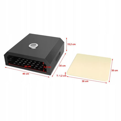 Pizzaindsats til Grill 40x35 cm med Pizzasten Sort