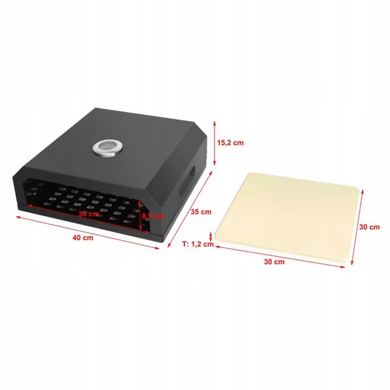 Pizzaindsats til Grill 40x35 cm med Pizzasten Sort