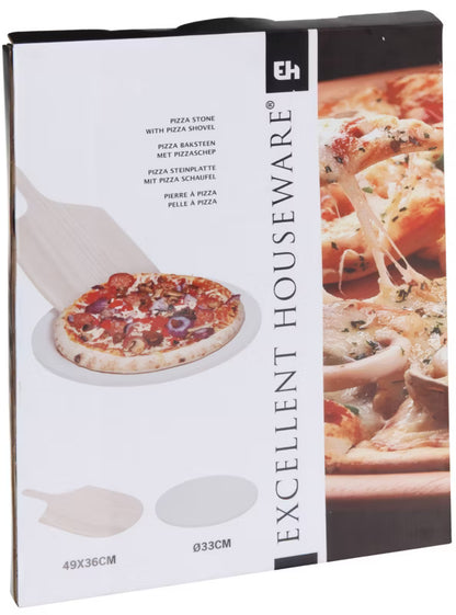 Pizzasten Keramisk 33 cm med Træspade