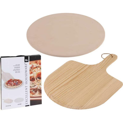 Pizzasten Keramisk 33 cm med Træspade
