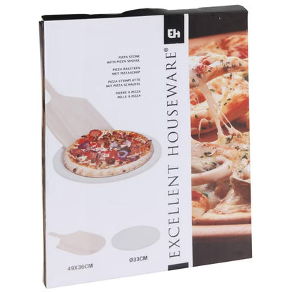 Pizzasten Keramisk 33 cm med Træspade