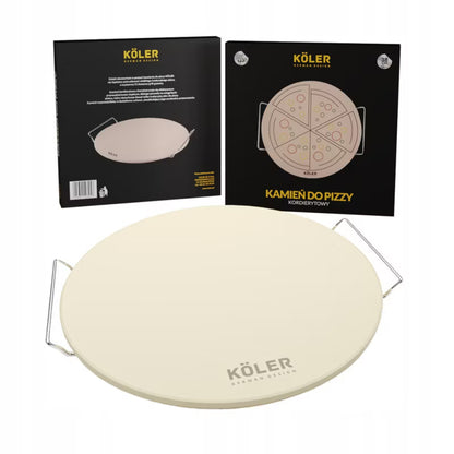 Pizzasten Rund 38 cm Kordierit med Håndtag
