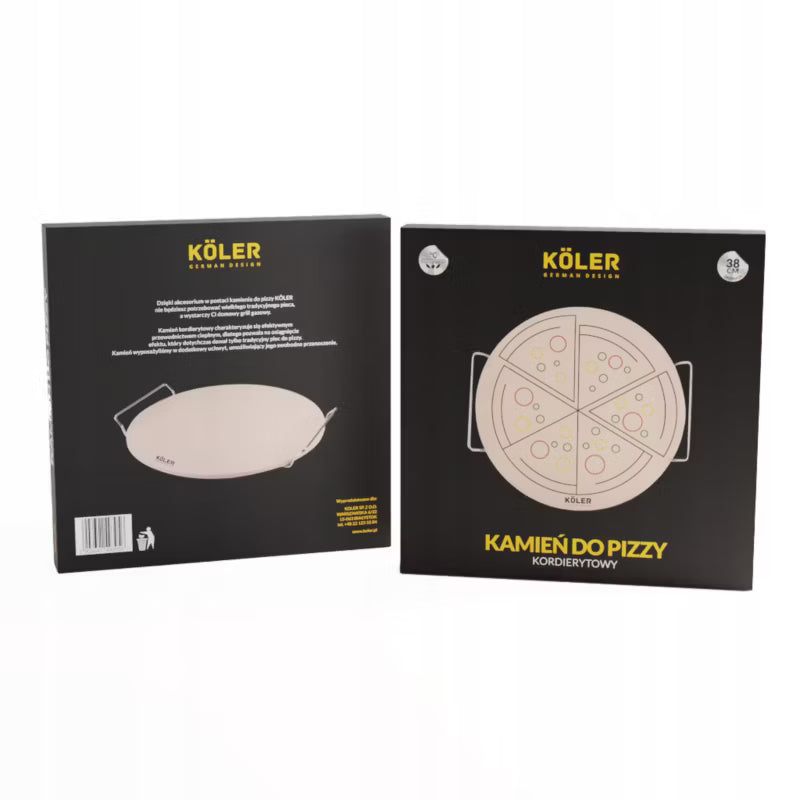 Pizzasten Rund 38 cm Kordierit med Håndtag