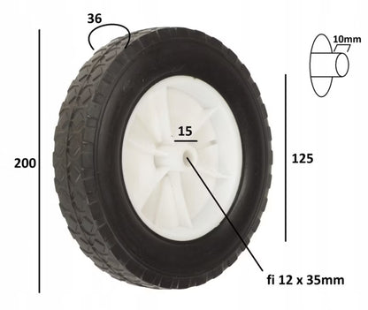Plæneklipperhjul 200 mm Gummi 130 kg Hul 12 mm 2 Stk.
