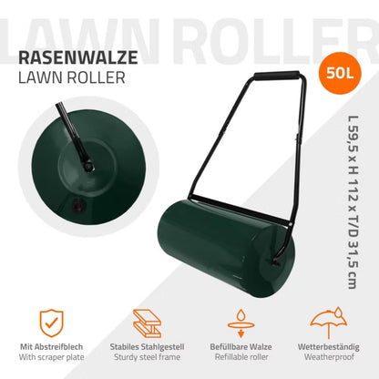 Plænetromle 50 Liter Grøn Stål 60 cm