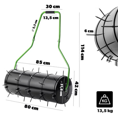 Plænetromle 80 cm Grøn Stål med Lufter