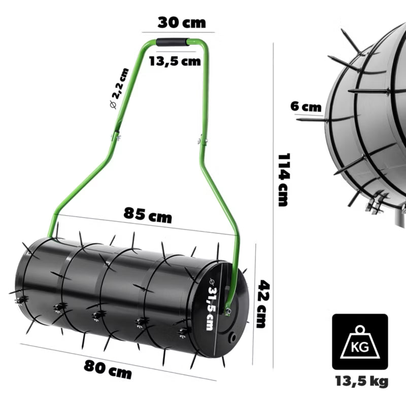 Plænetromle 80 cm Grøn Stål med Lufter