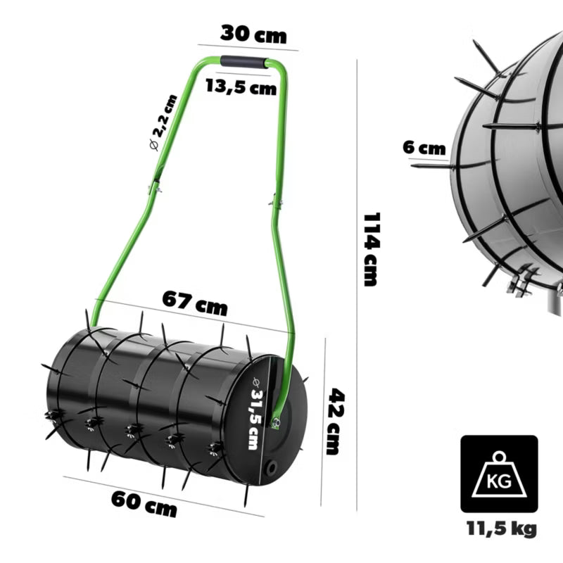 Plænetromle med Plænelufter 60 cm Grøn Stål