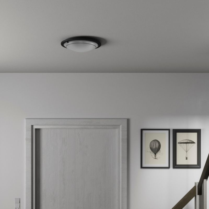 Plafond GoodHome Hubaa 29 cm mat-sort