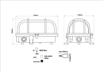Klenova E27 IP44 hvid plafondæmpning