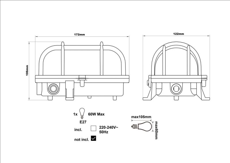 Klenova E27 IP44 sort plafond