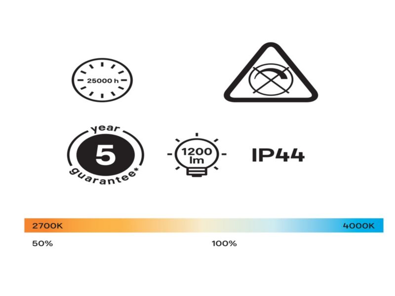 LED-plafond GoodHome Wapta 1200 lm IP44 krom