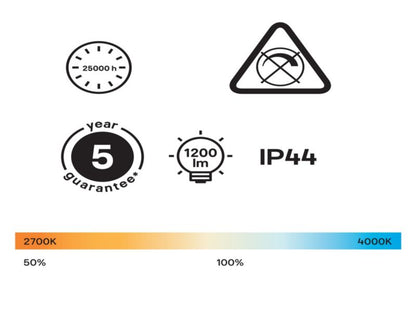 LED-plafond GoodHome Wapta 1200 lm IP44 mat-sort