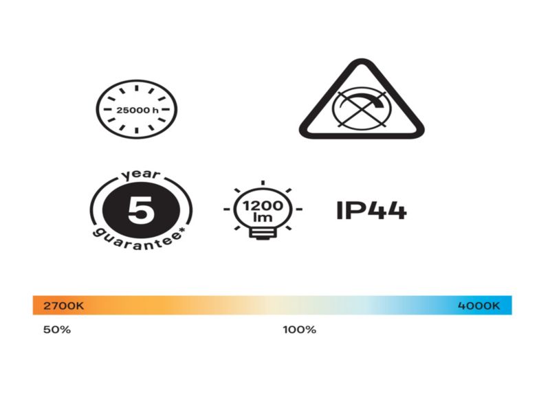 LED-plafond GoodHome Wapta 1200 lm IP44 sølv