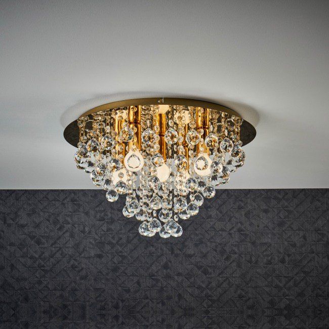 Loftslampe London Crystal 3 x E14 Guld