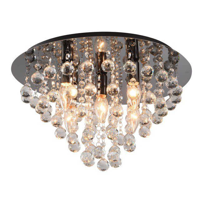 Loftslampe London Crystal 5-Arms E14 Sort