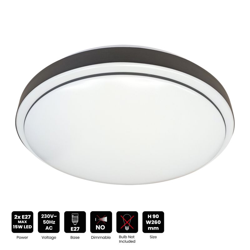 Loftlampe Milagro Liria 2xE27 Hvid 33 cm