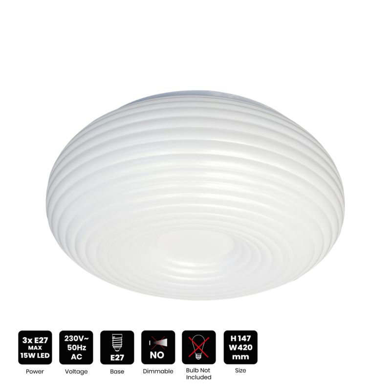 Loftlampe Pulso 3xE27 Hvid 420 mm