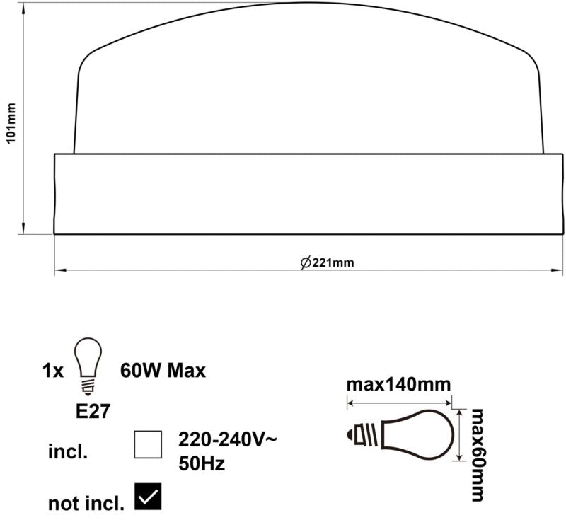 Rund plafondel Mahu E27 hvid