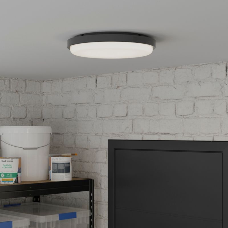 GoodHome Almagro kælderloftlampe 1200 lm IP44 sort