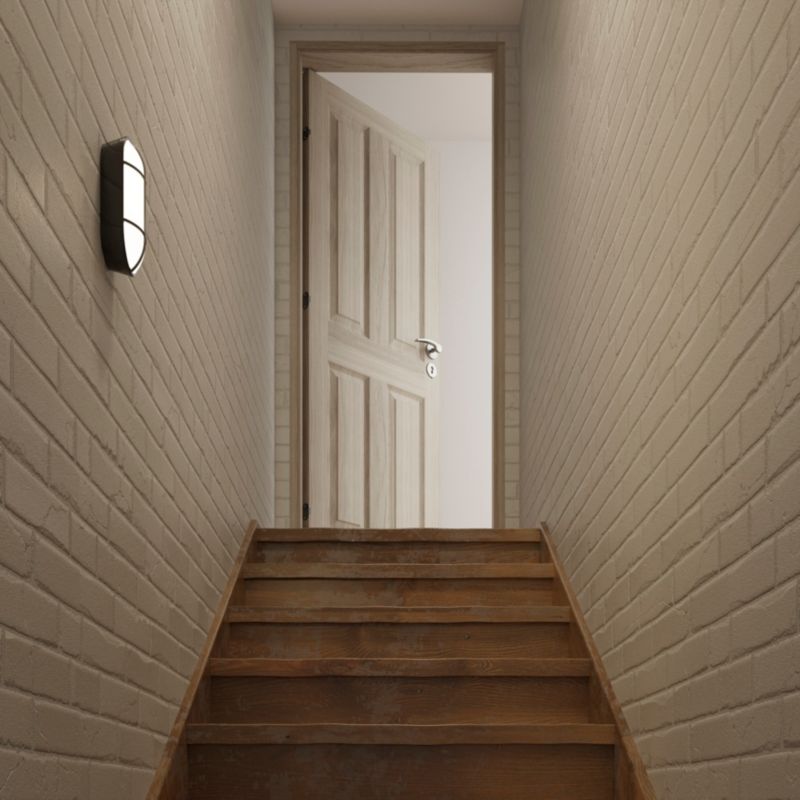 GoodHome Bellot oval kælderloftlampe 700 lm IP44 mat-sort