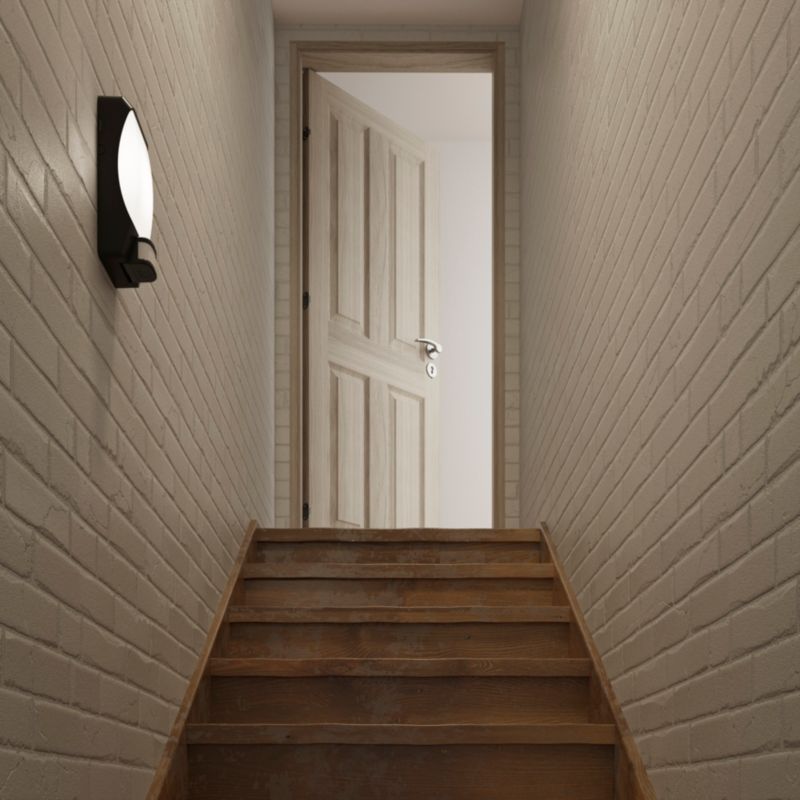 GoodHome Galeano rektangulært kælderloftlampe 800 lm IP44 med bevægelsessensor i mat‑sort