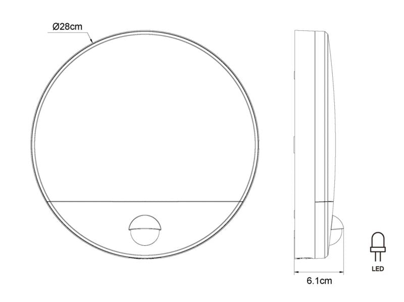 GoodHome Pradham kælderplafond 900 lm IP44 med bevægelsessensor hvid