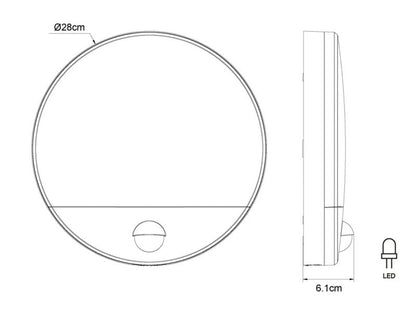 GoodHome Pradham kælderplafond 900 lm IP44 med bevægelsessensor hvid