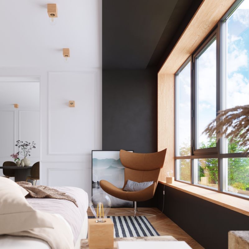 Plafond Sollux Lighting ARIZ i naturligt træ, 1 stk.