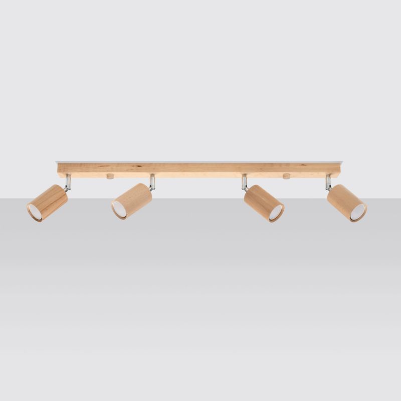 Plafond Sollux Lighting BERG 4 naturligt træ 1 stk.