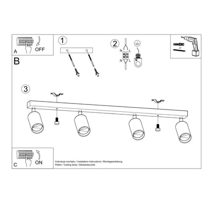 Plafond Sollux Lighting BERG 4 naturligt træ 1 stk.