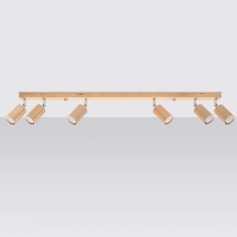 Plafond Sollux Lighting BERG 6 i naturligt træ, 1 stk.