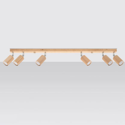 Plafond Sollux Lighting BERG 6 i naturligt træ, 1 stk.