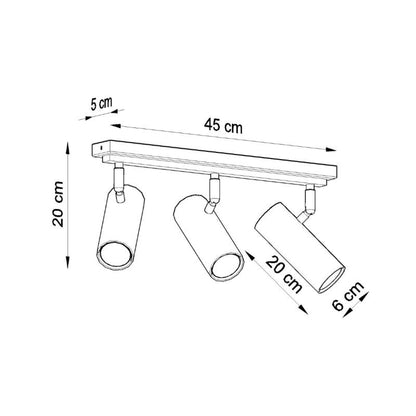 Sollux Lighting DIREZIONE 3 sort plafondesign, 1 stk.