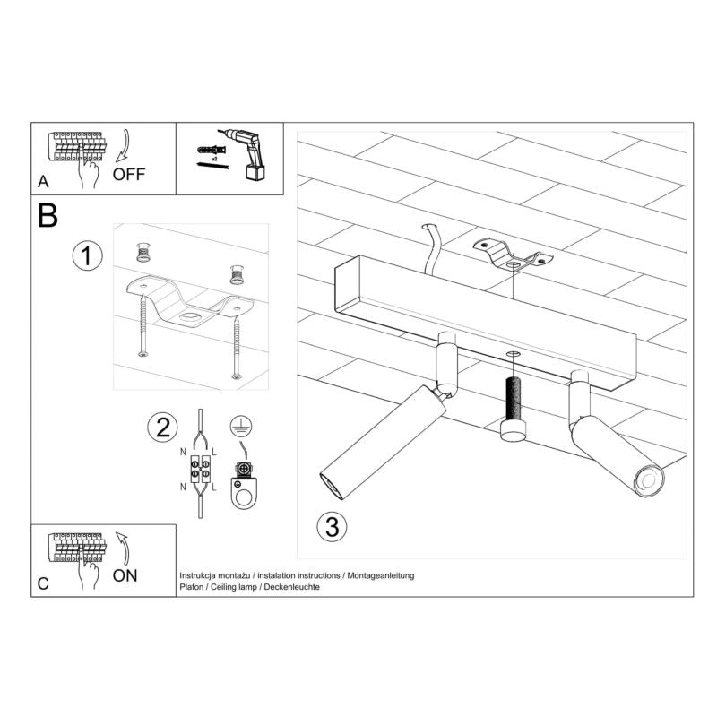 Plafond Sollux Lighting EYETECH 2 mat-sort 1 stk.