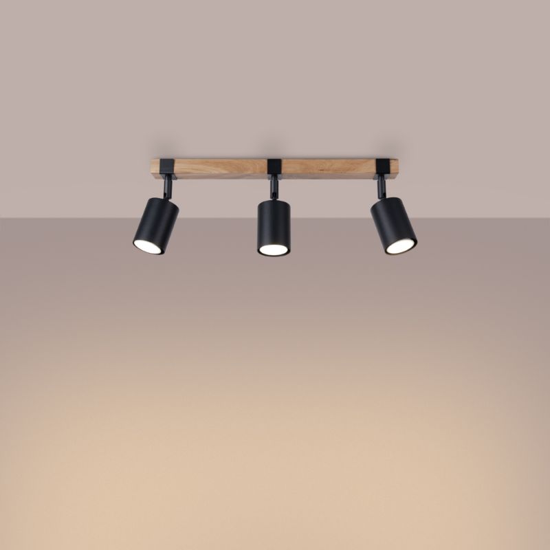 Plafond Sollux Lighting FAGER 3 sort 1 stk.