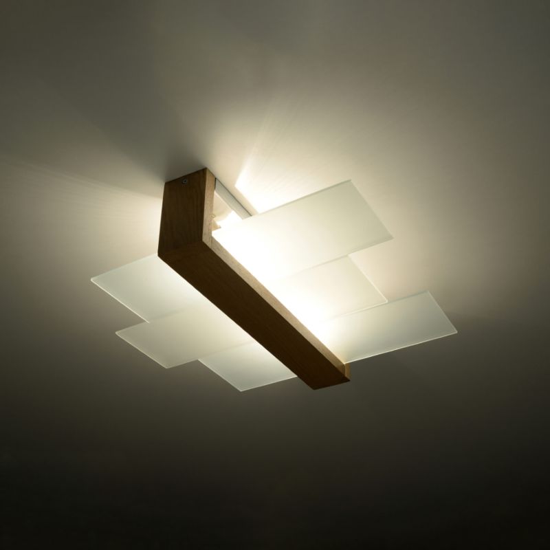 Plafond Sollux Lighting FENIKS 2 i naturligt træ, 1 stk.